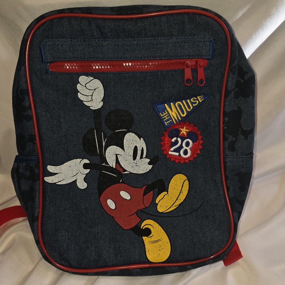 Disney Mickey Mouse Kids Youth Small Denim Backpack The Mouse 28 Good Condition
